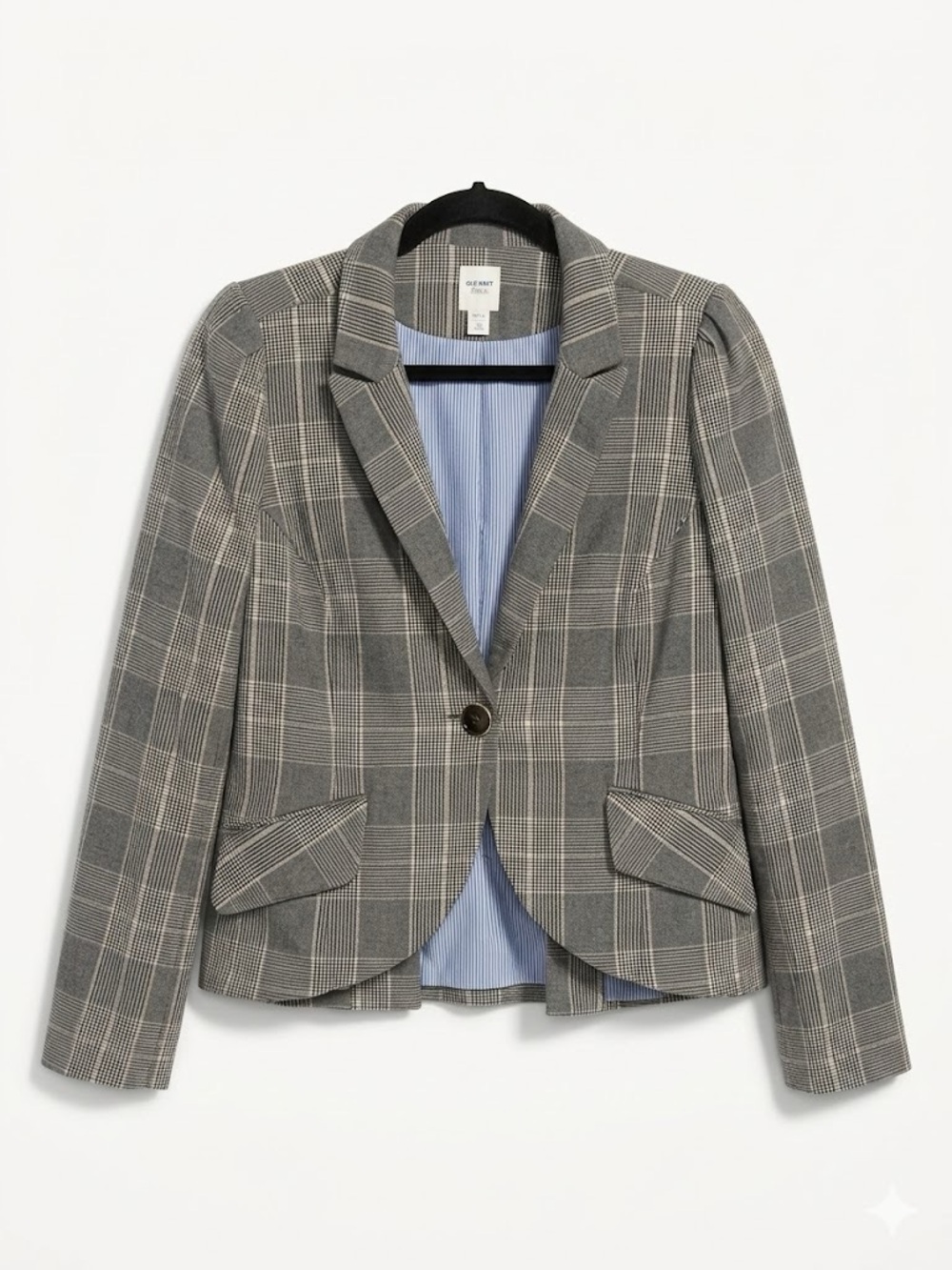 Autres Filles Plaid Herringbone Gray Black Blazer XL fits small